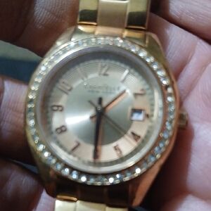Gold-Tone Women's Crystal Bezel Watch